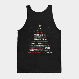 Christmas Tree Christmas Words Tank Top